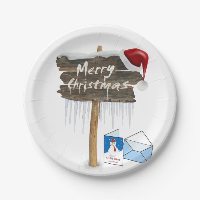 Assiettes en Papier de Noël, Joyeux Noël (Devant)