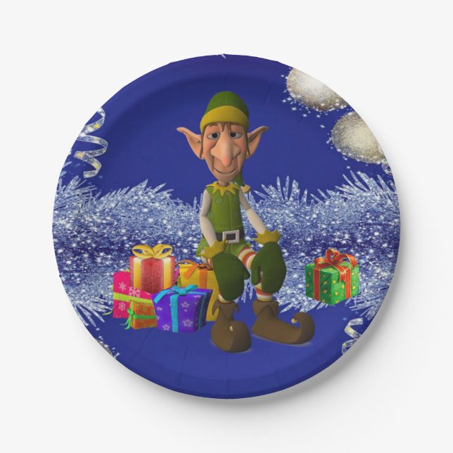 Assiettes en Papier de Noël, Lutin (Devant)
