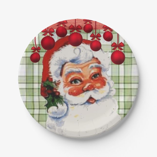 Assiettes en papier de Noël, Père Noël (Devant)