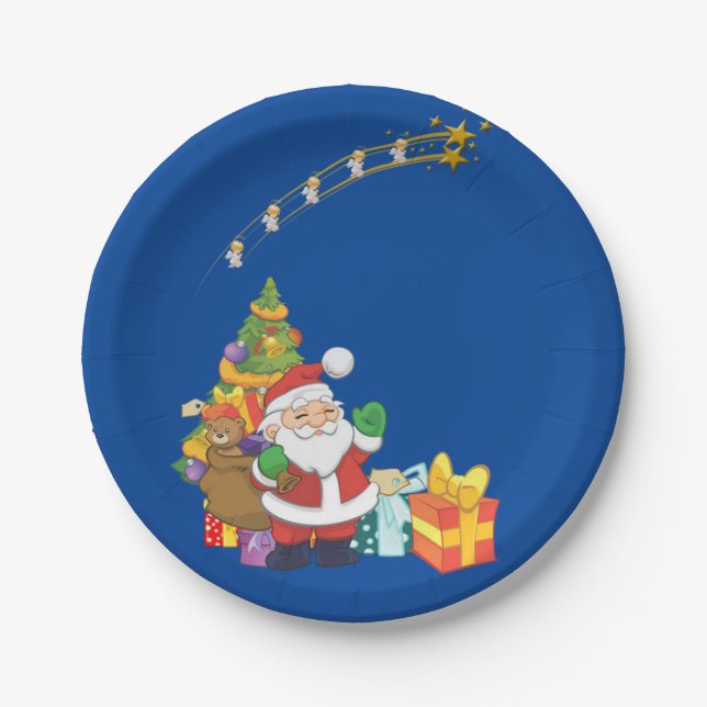 Assiettes en Papier de Noël, Père Noël (Devant)