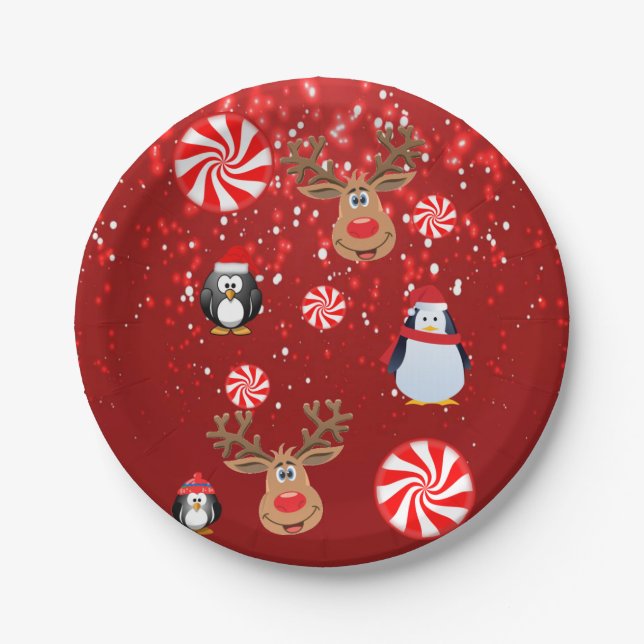Assiettes en papier de Noël, Pingouin (Devant)