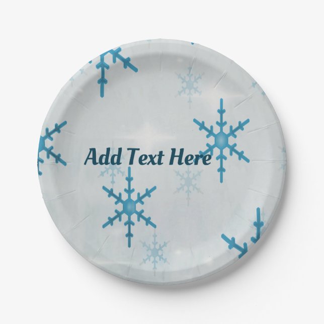 Assiettes en papier de Noël SnowflakesBling  (Devant)