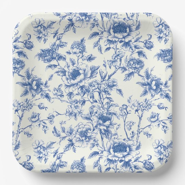 Assiettes en papier de style chinois, fête florale (Recto)
