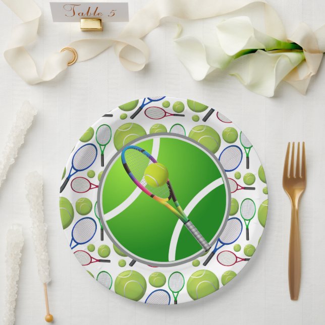 Assiettes en papier de tennis (Mariage)