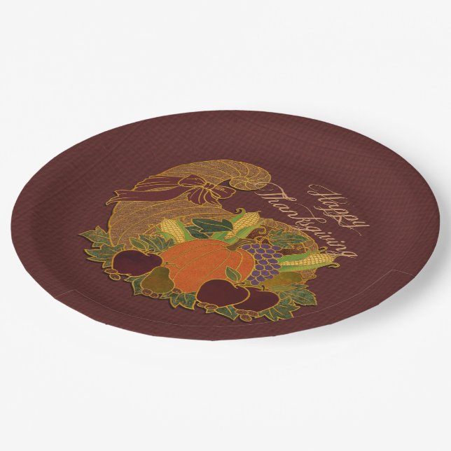 Assiettes en papier de Thanksgiving Corne d'abonda (Angle)