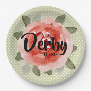 Assiettes en papier Derby à pois lime avec rose ro