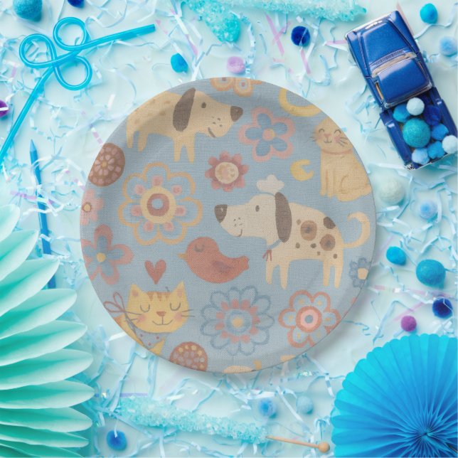 Assiettes en papier designer pour chiots - Fournit (Fête)