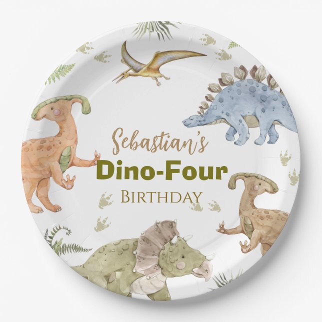 Assiettes en papier dinosaure pour l'anniversaire  (Devant)
