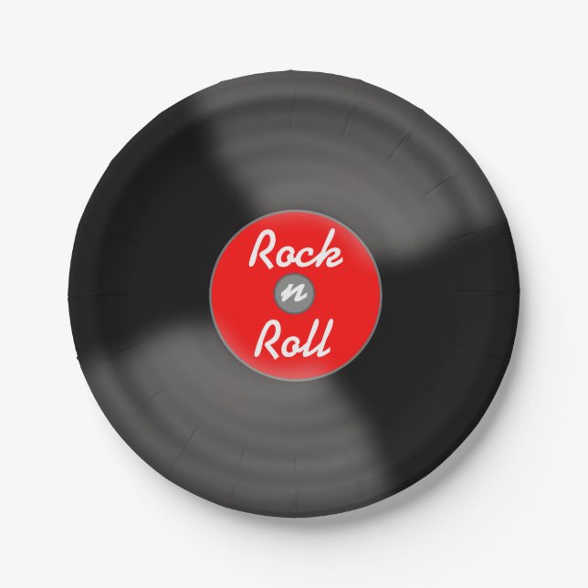 Assiettes en Papier Disque Rock N Roll (Devant)