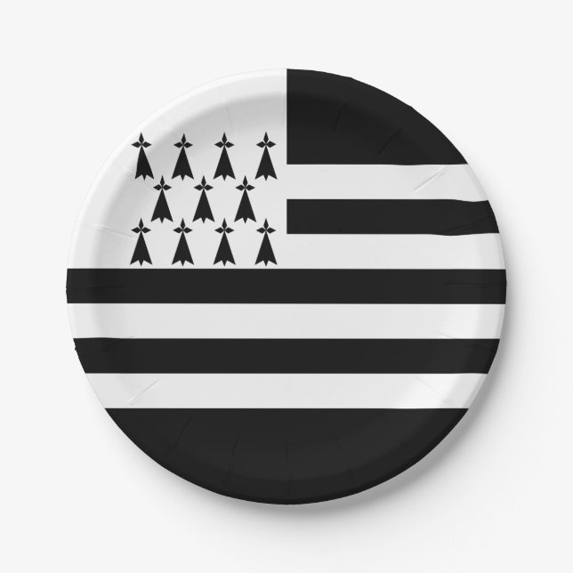 Assiettes en papier drapeau breton patriotique (Devant)