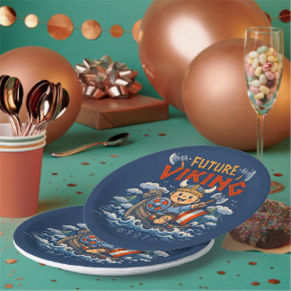 Assiettes en papier drôles de futur Viking norvégi
