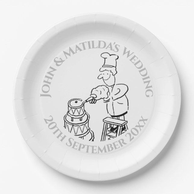 Assiettes en papier drôles pour réception de maria (Devant)