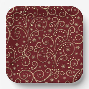Assiettes en papier élégantes à motif de rinceaux