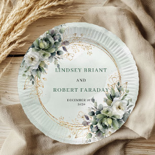 Assiettes en papier élégantes pour mariage au euca