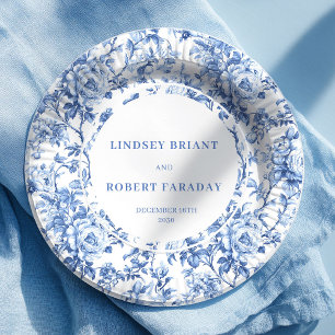 Assiettes en papier élégantes pour mariage aux ros