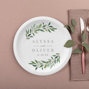 Assiettes en papier élégantes pour mariage avec ve