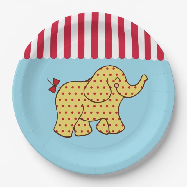 Assiettes en papier éléphant fête foraine cirque (Devant)