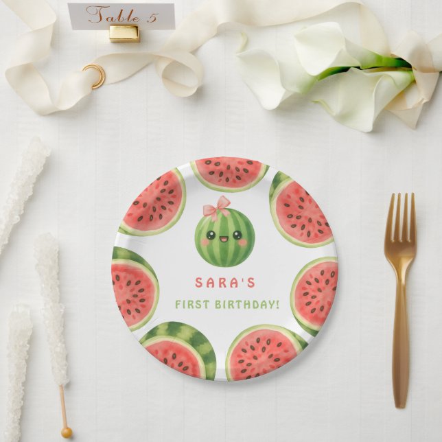 Assiettes en Papier Été Premier Anniversaire Un da (Mariage)