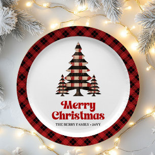 Assiettes en Papier Famille Nom Plaid Noël Intempo