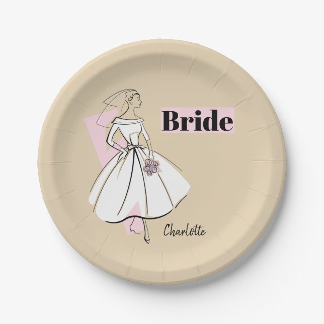 Assiettes en papier Fashion Bride Neutral Bride Na (Devant)