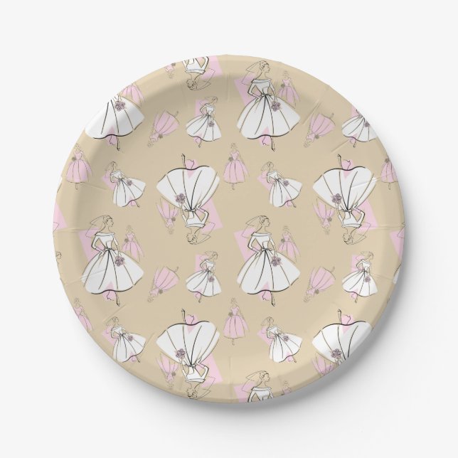 Assiettes en papier Fashion Bride Neutral Group Mu (Devant)