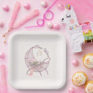 Assiettes en Papier Fête Bébé Bohème Fille