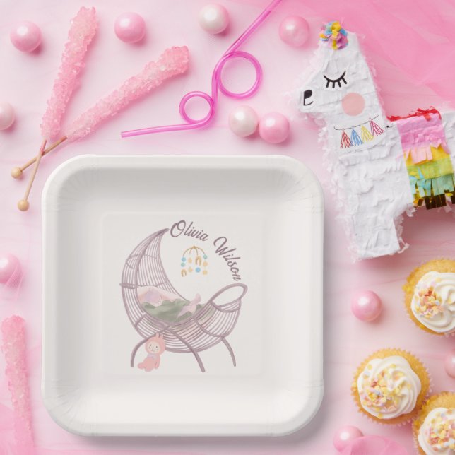 Assiettes en Papier Fête Bébé Bohème Fille (Fête)