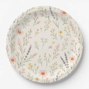 Assiettes en papier Fête bébé Bohème Fleur sauvage