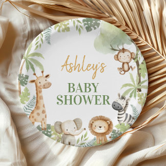 Assiettes en Papier Fête Bébé Safari Animaux de la