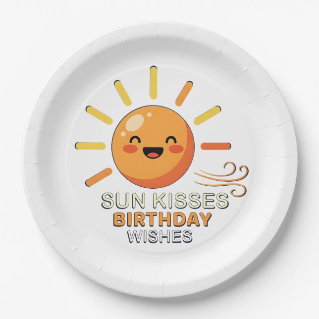 Assiettes en Papier Fête d'Anniversaire Soleil Sou (Devant)