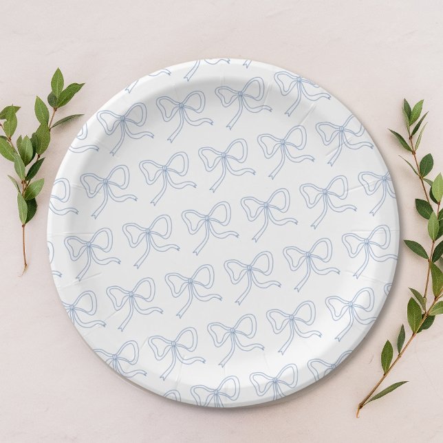 Assiettes en papier Fête de Bébé Ruban à Nœud Papi (Personalized Blue Ribbon Baby Shower Paper Plates
)