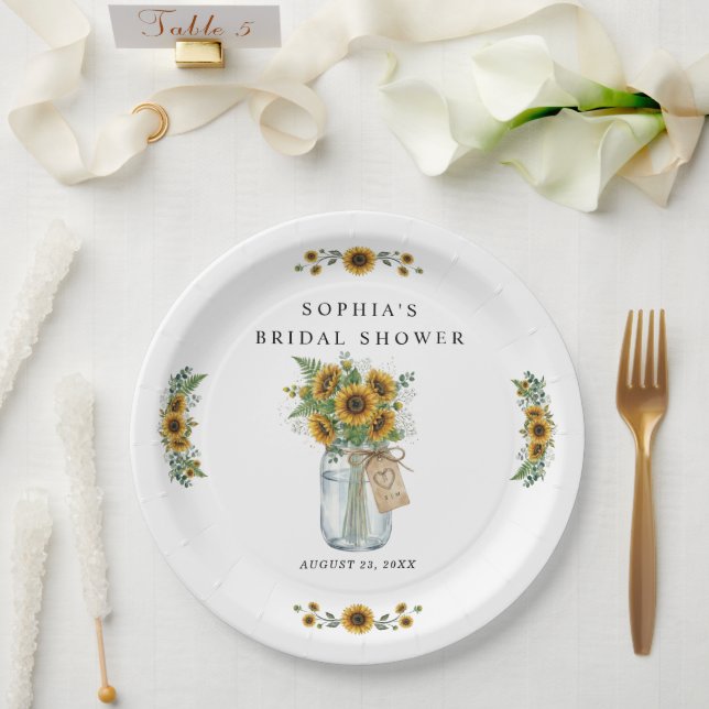 Assiettes en papier Fête de mariage Tournesol rust (Mariage)