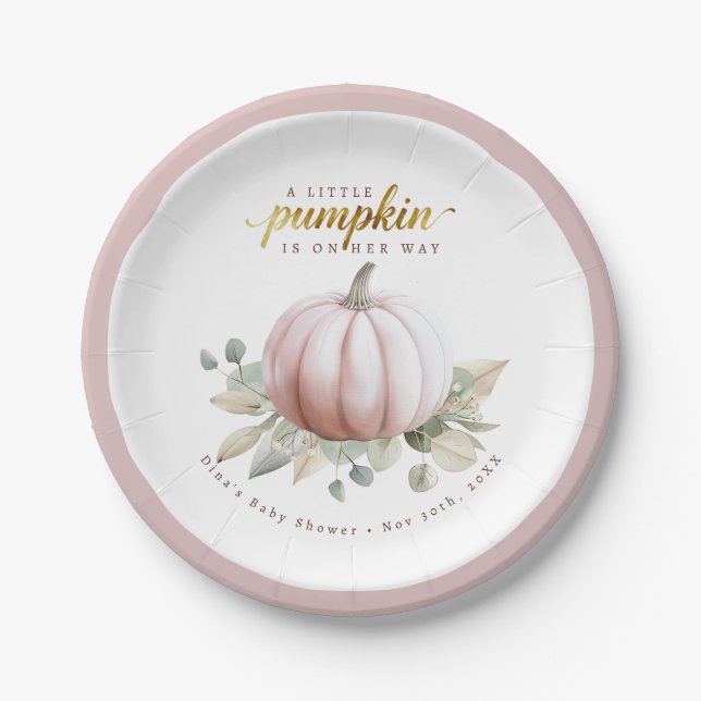 Assiettes en Papier Fête de Naissance Blush Pumpki (Devant)