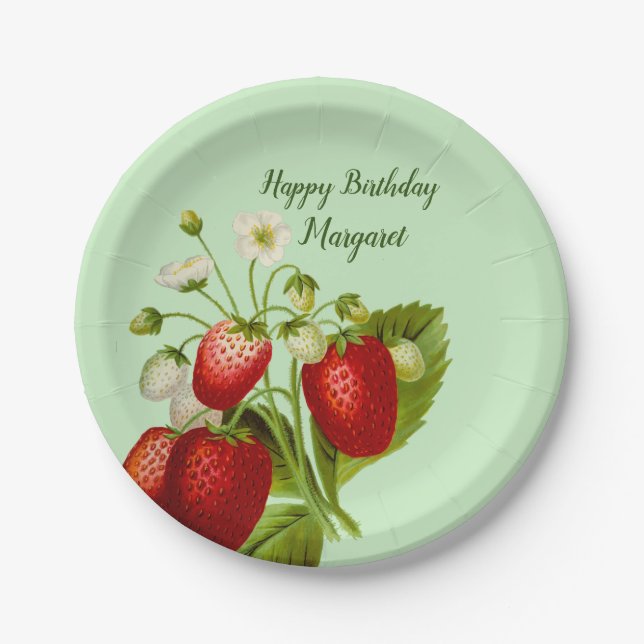 Assiettes en papier Fête Fraise  (Devant)