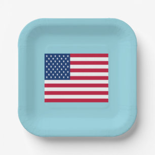 Assiettes en papier Fête patriotique avec drapeau