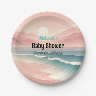 Assiettes en papier Fête Prénatale Bébé Vagues Rou