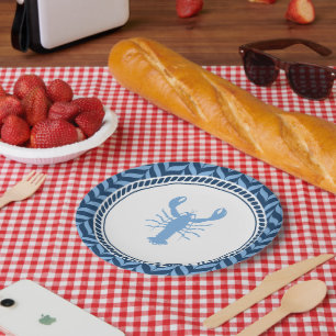 Assiettes en papier fêtes côtières Homard Bleu Nau