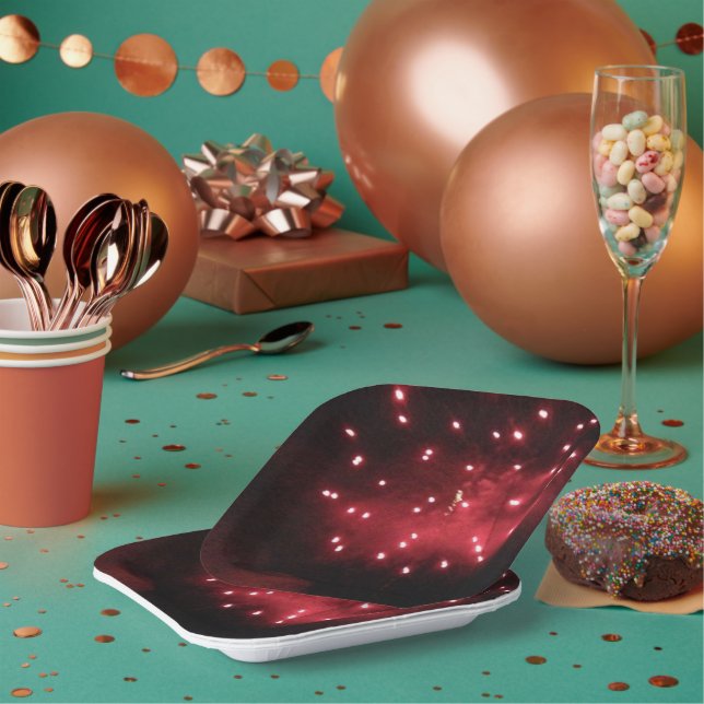 Assiettes en papier Feux d'artifice rouges (Multi)