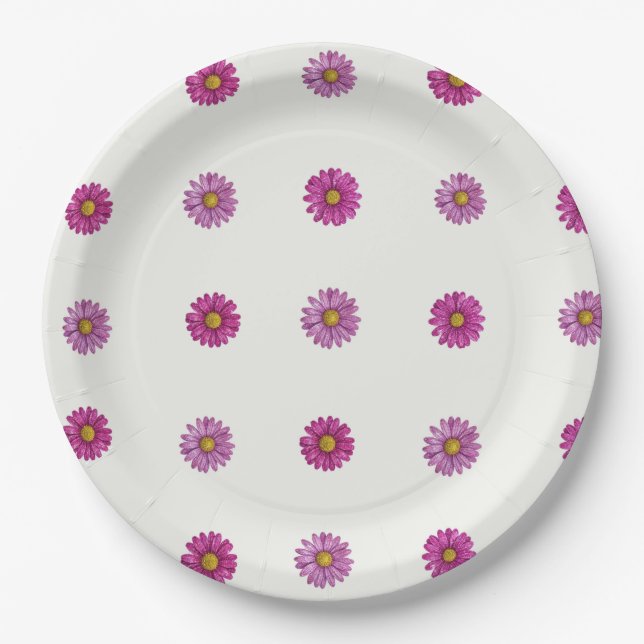 Assiettes en papier Fleur de Marguerite (Devant)