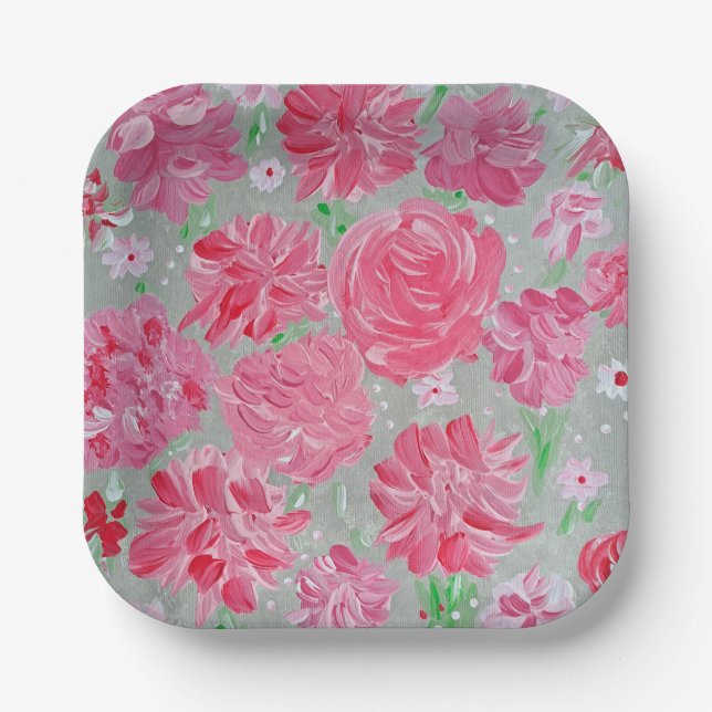 Assiettes en papier Fleurs d'amour épanoui (Recto)