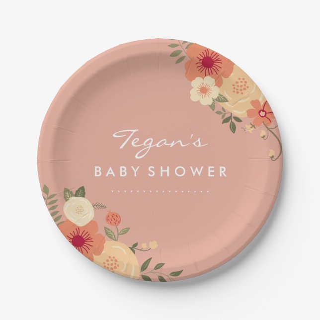 Assiettes en papier Fleurs de Pêcher Moderne pour  (Devant)
