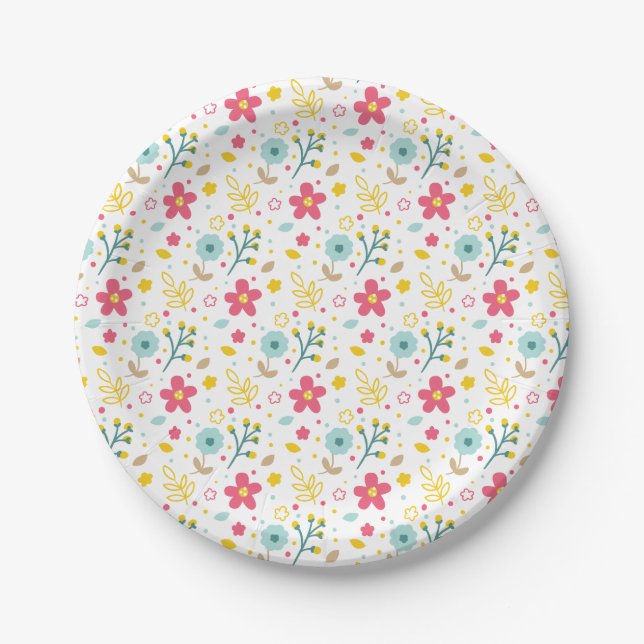 Assiettes en papier Fleurs de Printemps (Devant)