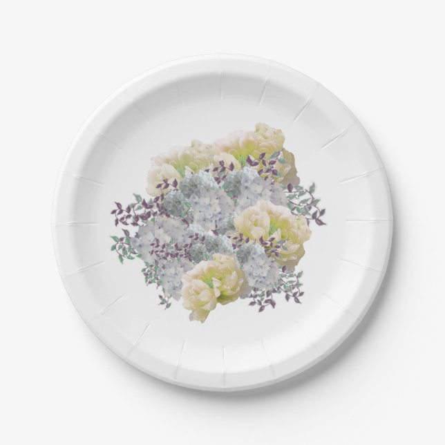 Assiettes en papier Fleurs de style rustique de ca (Devant)