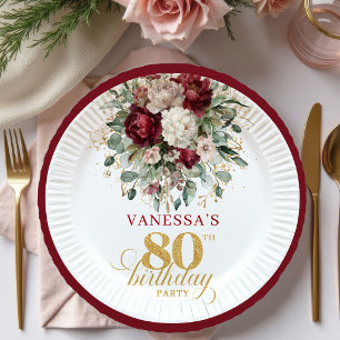 Assiettes en Papier Fleurs Marron Bohème Doré 80èm