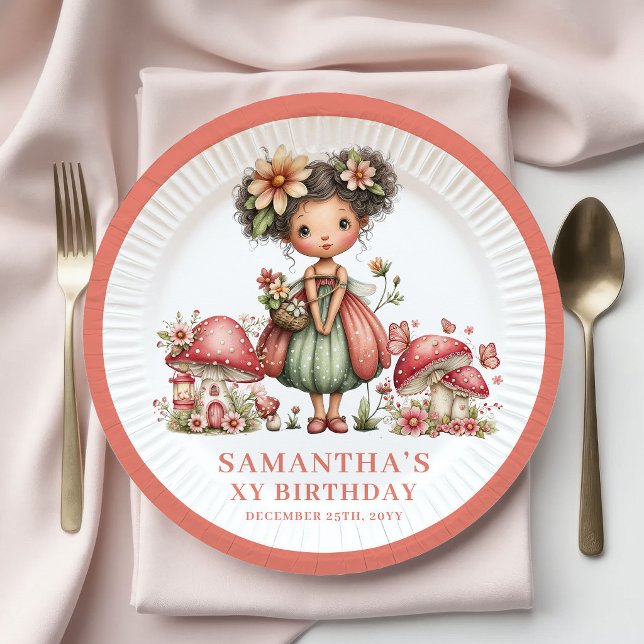 Assiettes en papier fleurs rose pastel pour 2ème a (Pink Fairy 2nd Birthday Blush Flowers Paper Plates)