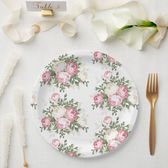 Assiettes en papier - Floral (Mariage)