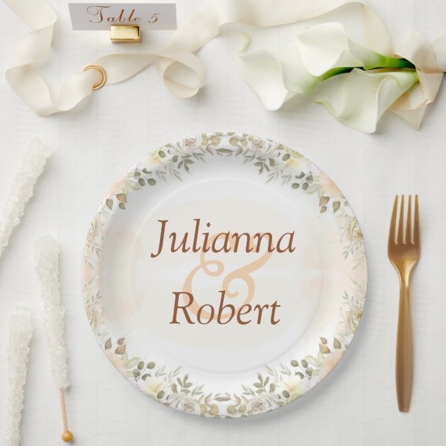 Assiettes en papier Floral Automne (Mariage)