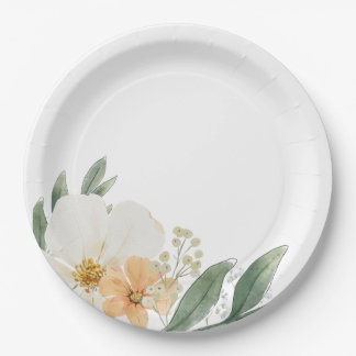 Assiettes en papier floral de ferme minimaliste mo