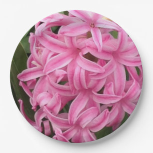 Assiettes en papier floral Jacinthes roses jolies