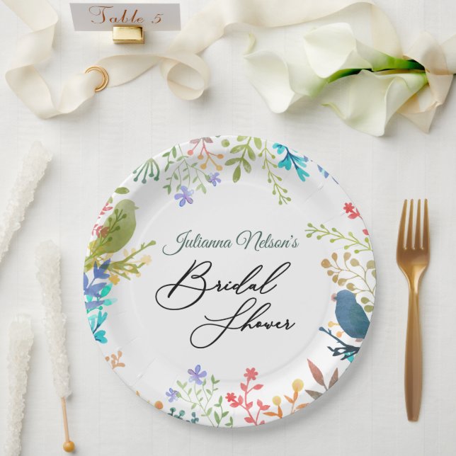 Assiettes en papier floral pastel (Mariage)